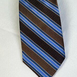 Vintage Bruno Piatelli Roma 100% Silk Blue Multicolor Striped Tie 58" X 3" Madme